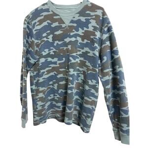 Eddie Bauer Shirt Mens Medium Thermal Waffle Camo Workwear Pullover Long Sleeve